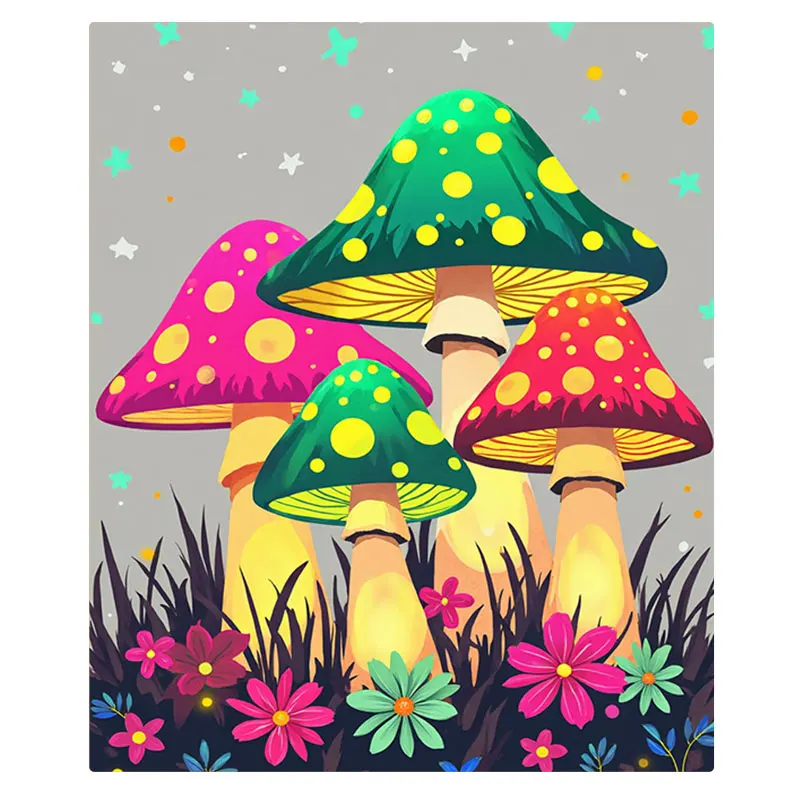 1 قطعة بطانية الفانيلا بطانية حديقة الفطر الملونة-تصميم خيال الأزهار النابضة بالحياة