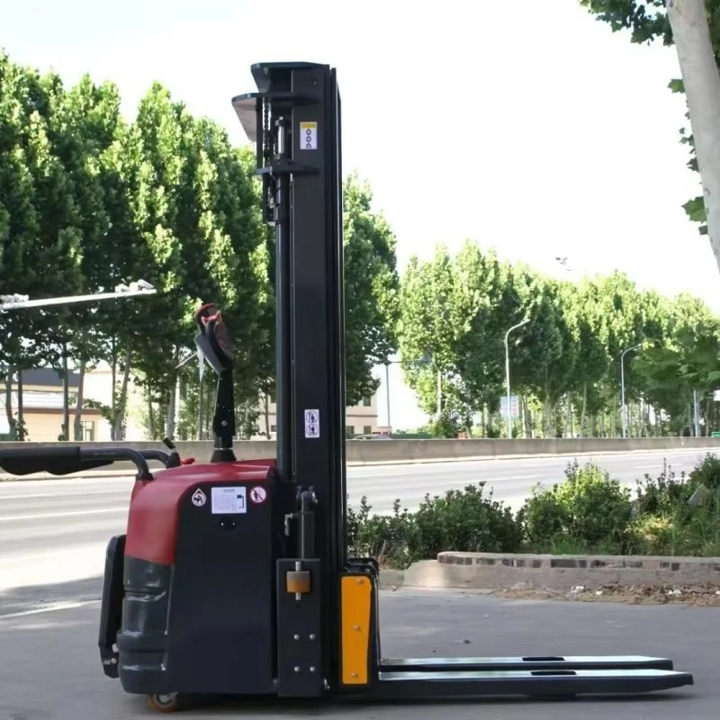 1.5-2 Tons Mini Self-loading Portable Forklift Electric Stacker Machine with Lead-Acid Battery AWD Hydraulic Side Shifter