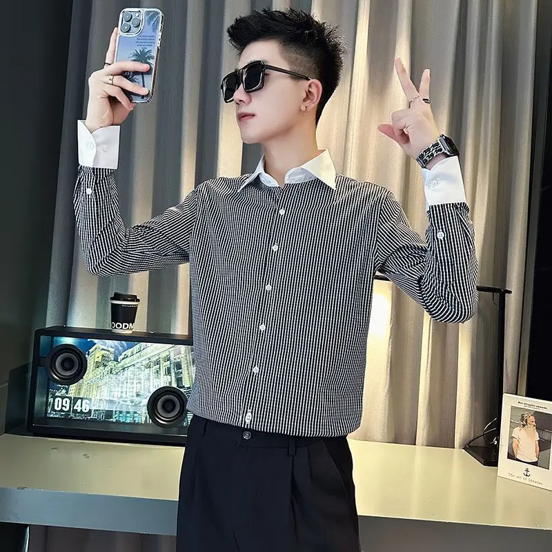 

​ Модная мужская рубашка 2026: весна-осень, минималистичный дерзкий дизайн, элегантный крой, мягкая ткань, повседневный стиль ​