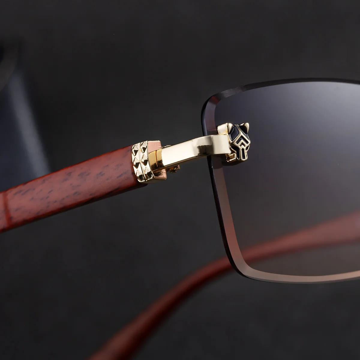 2026 Holzrahmenlose Sonnenbrille für Damen Trendige Retro UV400-Schutz Eckige Sonnenbrille für Herren Markendesign Modische Brille Dropshipping – Detail 6