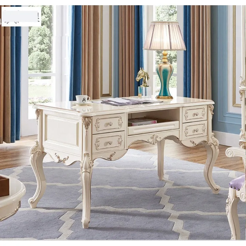All solid wood European desk study furniture set combination writing desk French  home desk computer