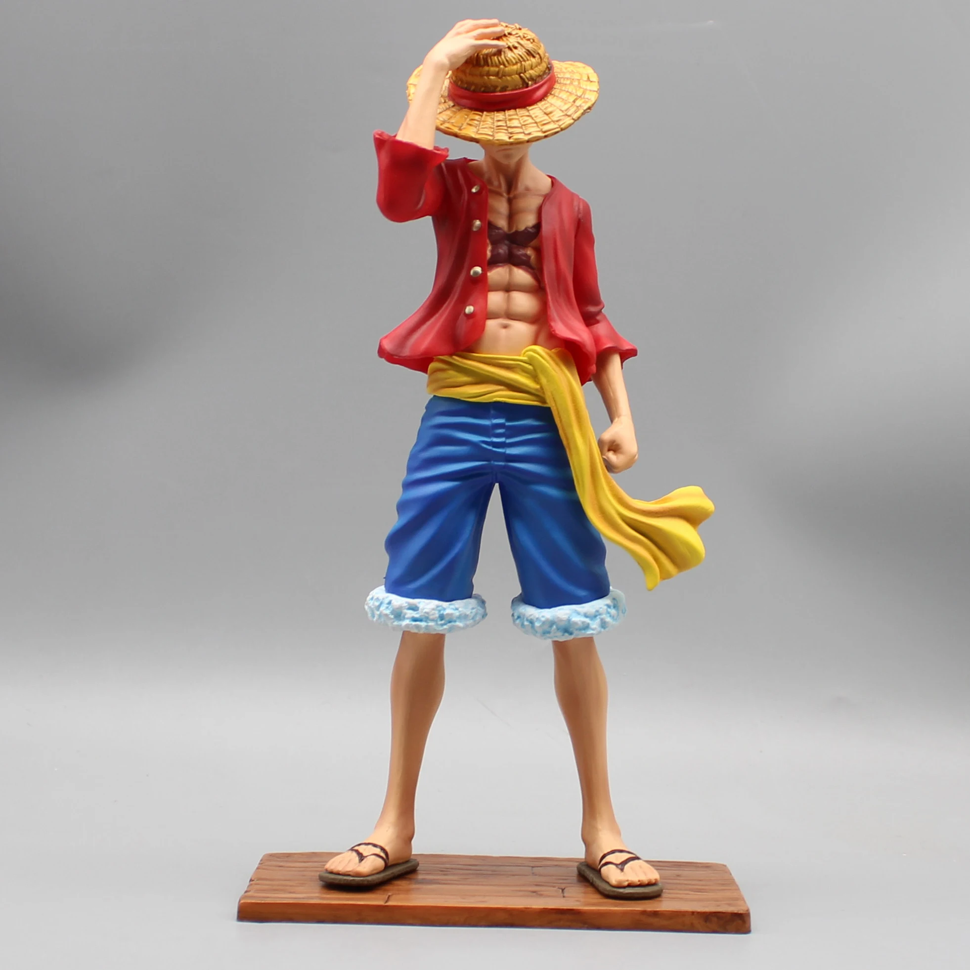 23cm GK One Piece Straw Hat Luffy made its debut two years ago and two years later in a hat pressing anime figurine model gifts