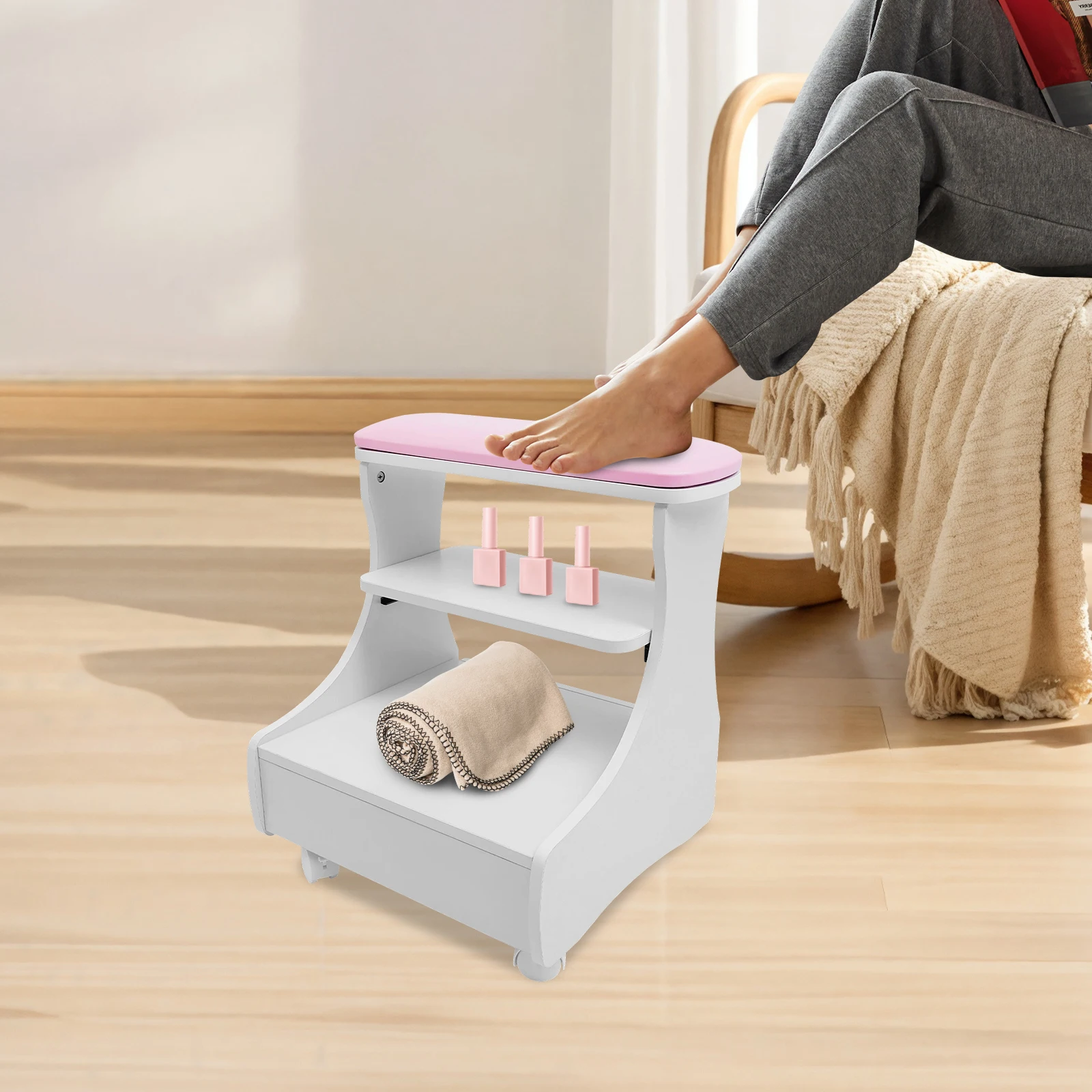 

4 Wheels Foot Rest Pedicure Manicure Funiture,Beauty Salon Trolley for Foot Bath,Indoor Floor Footbath Stool for foot baths, foot manicures, foot massages