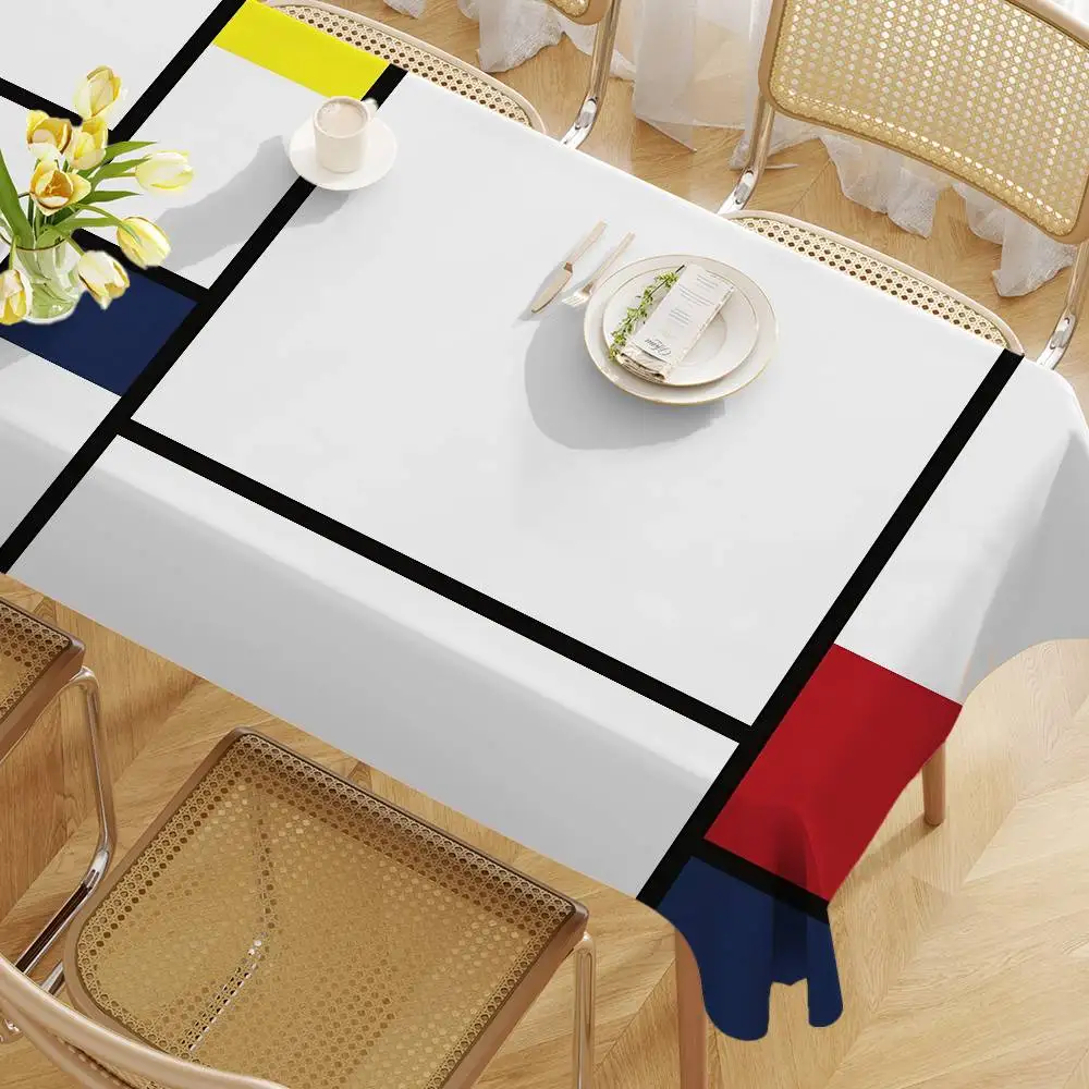 アート-p-piet-cc-ornelies-m-mondrian-テーブルクロス-ホームディナーテーブルカバー-宴会屋外パーティーカバー-ホテル装飾テーブルクロス