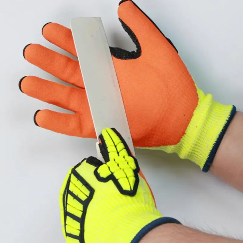Anti Vibration Protective Work Gloves Cut Resistant High Quality With Oil-proof Nitrile Dipped Palm Glove