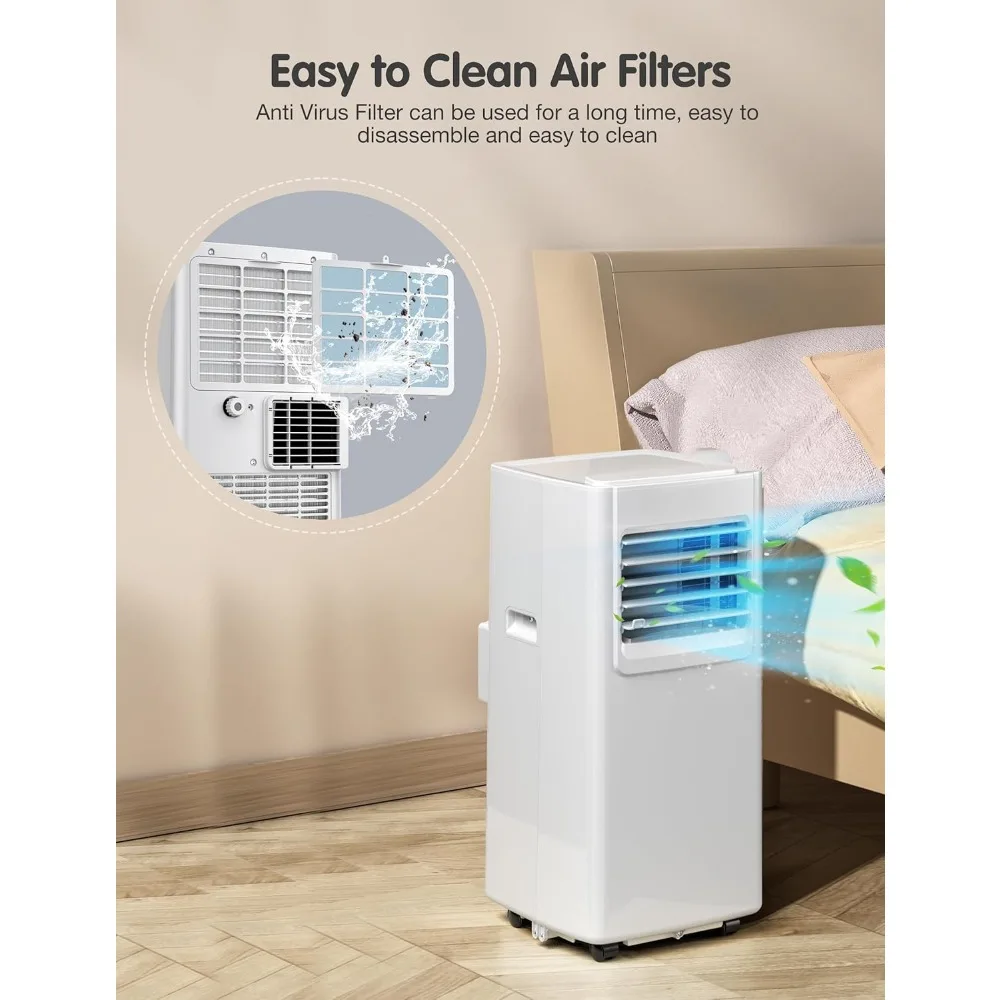 8000BTU 4-in-1 air conditioner with fan and dehumidifier, powerful cooling area up to 350 square feet, portable air conditioner