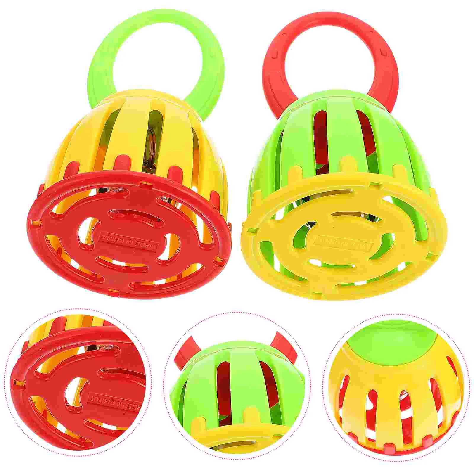 2 Pcs Cage Bell Kids Handheld Wrist Plaything Musical Instrument Abs Grip Child Infant