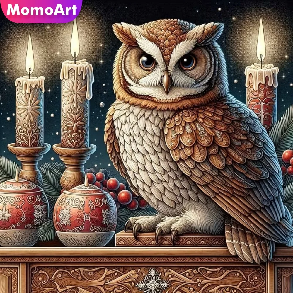 Momoart Vollquadratische und runde Diamant-Stickerei Eule Tier-Malerei Handarbeit DIY Diamant-Mosaik Vogel-Sets Kunst Kinder-Hobby