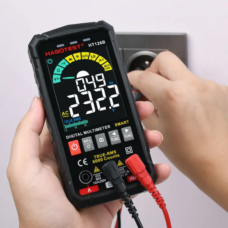 

HABOTEST 5th Generation Multimeter Digital Professional AC DC TRMS Voltage Current Ohm 60mF Hz DIY Electrician Meter Tester