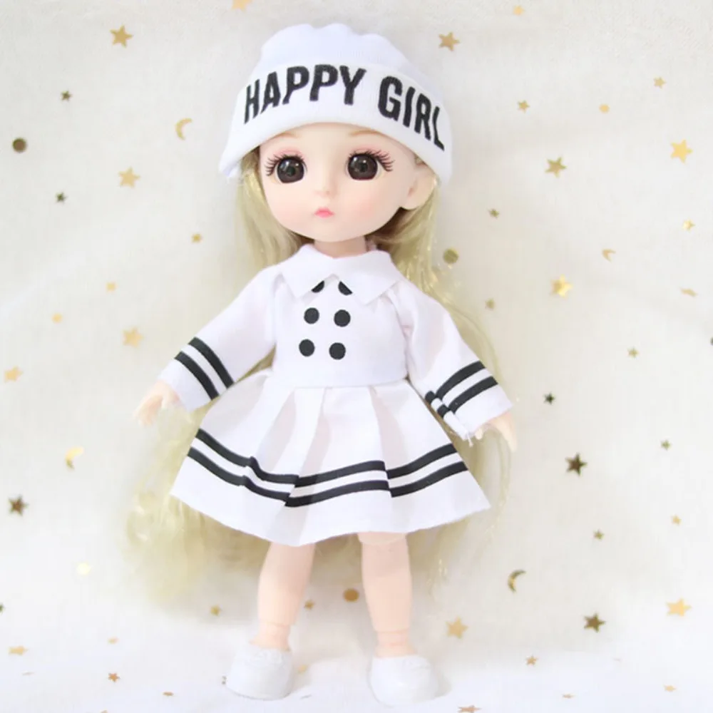 دمية BJD BJD 1/12 مع ملابس مع عيون زرقاء دمية فتاة صغيرة مع ملابس 13 مفاصل متحركة مع أحذية