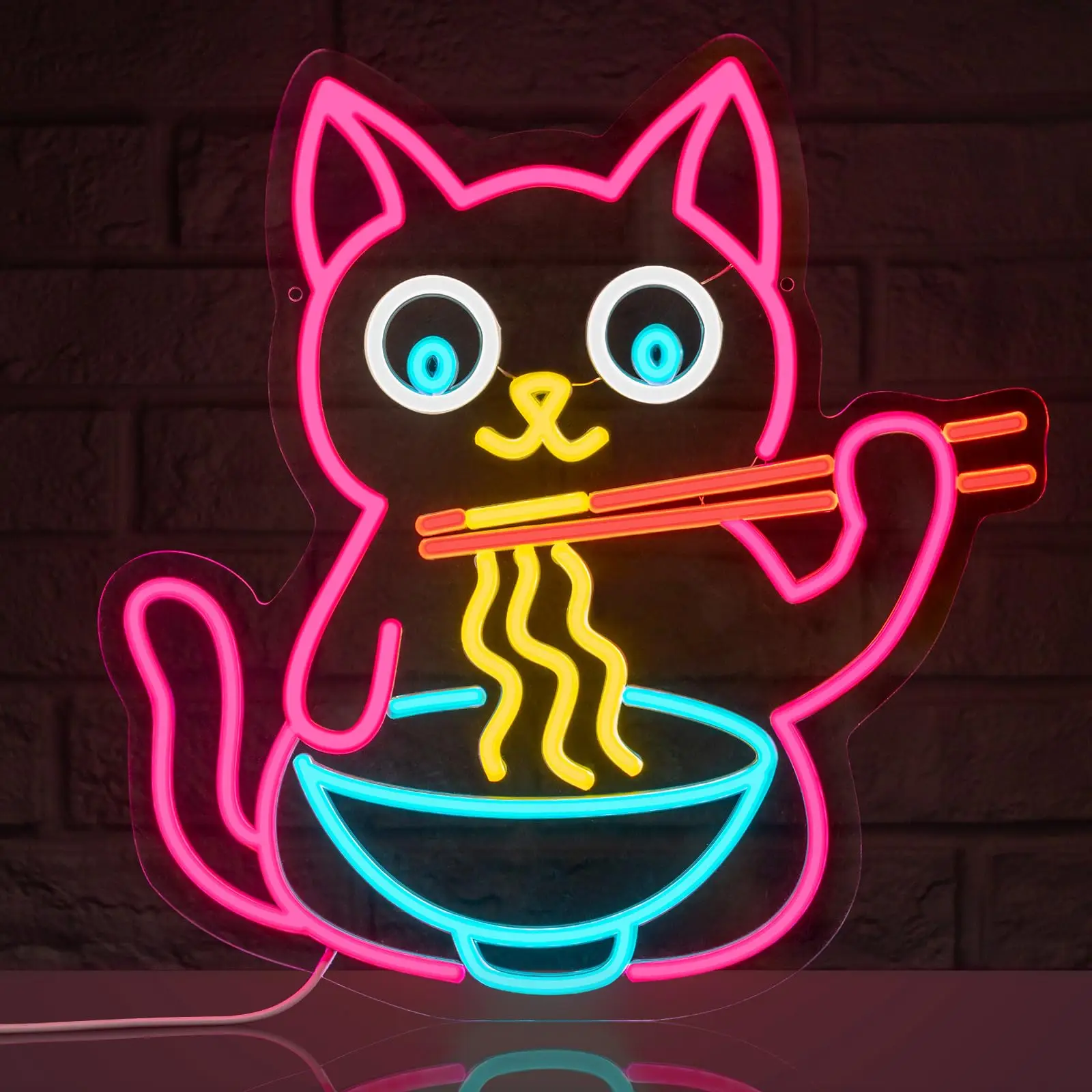 

Ramen Cat Neon Sign for Wall Art Decor Restaurant Home Bar Kitchen Dining Bedroom Art Decor Christmas Gifts