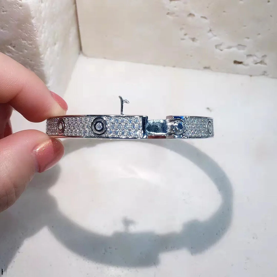 S-M-L-XL 925 فضة عالية الكربون الماس النمر ليوبارد الإسورة أساور غرامة فاخرة غرامة مجوهرات للنساء أو الرجال