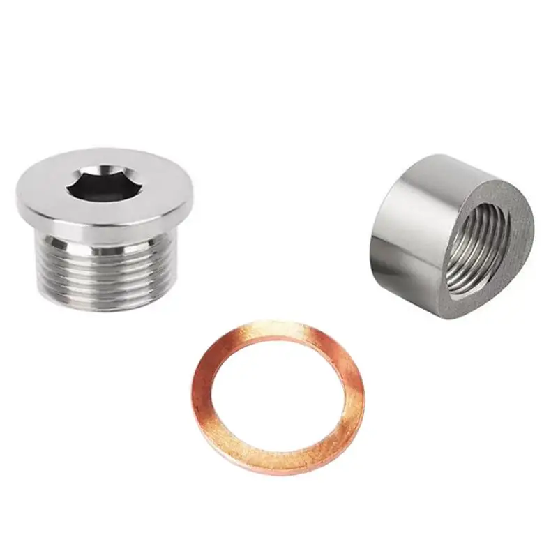 1 Set Stainless Steel Oxygen Sensor Curved Cut Nut Plug High Strength for Automotive Engine Repair Work