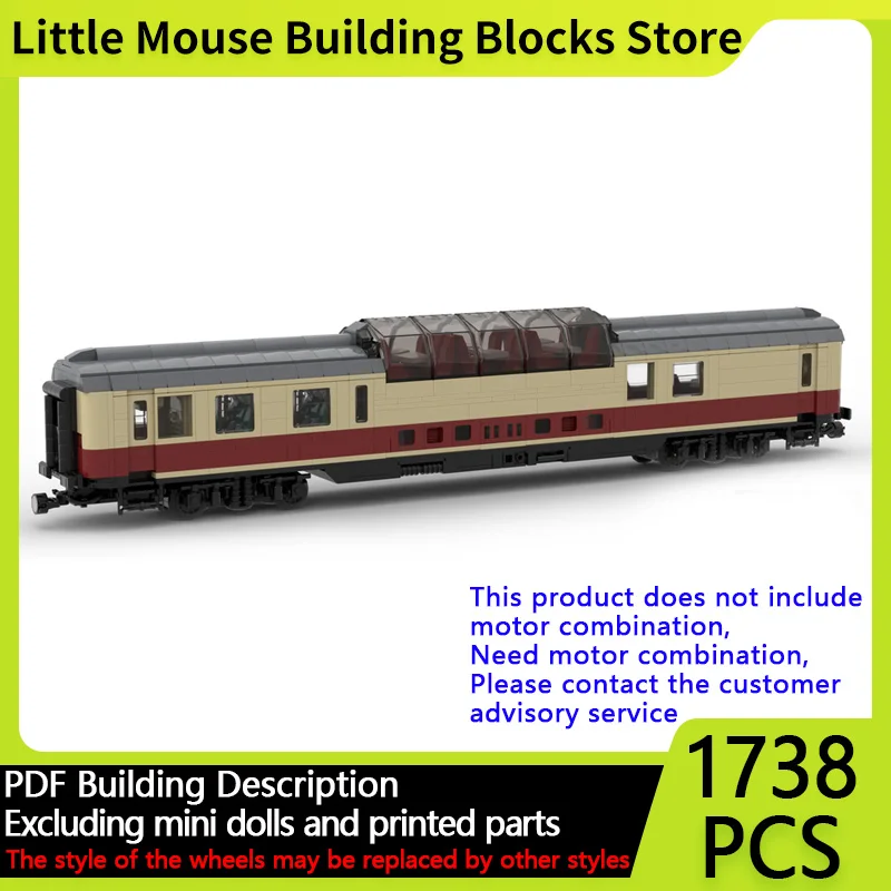 

City Car Model MOC Building Bricks Luxury Sightseeing Train Carriage Modular Technology Gifts Holiday Assemble Children Toy Suit