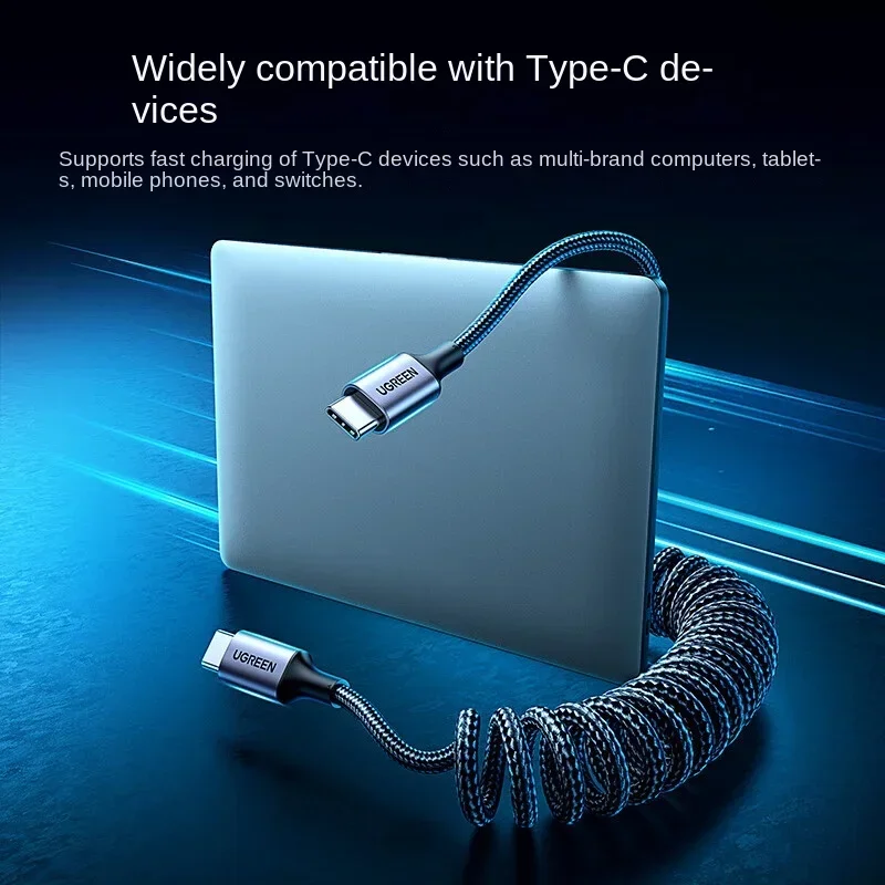UGREEN Car Spring USB Type C Cable USB C to USB C Cable 100W PD Fast charging For Apple huawei Samsung iPhone 16 15 pro Max data