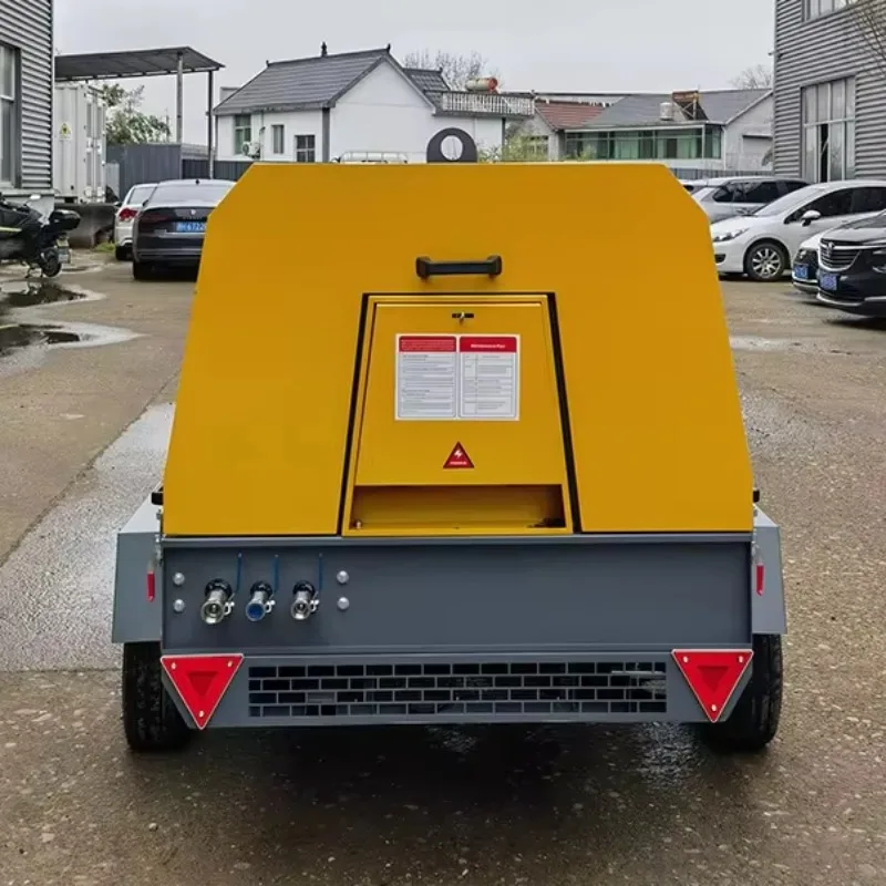 YG Customized Diesel Small Portable Screw Air Compressor 185 Cfm Mobile Pneumatic Stone Drilling Compressor Machine