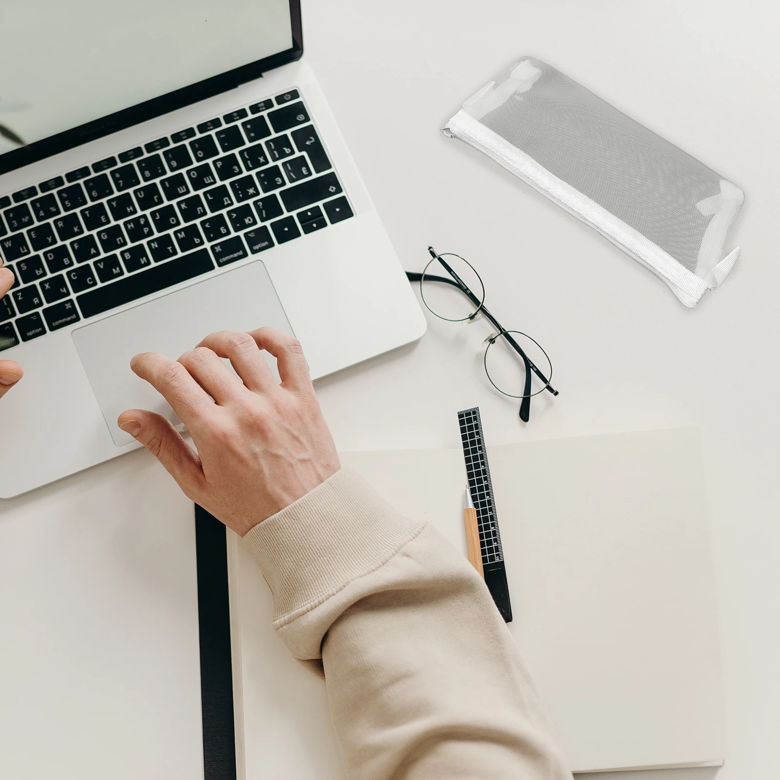 

Mesh Pencil Bag Large Capacity Multi-Function Pen Pouch Organizer Stationery Travel Makeup Bag Large Pencil Pouch