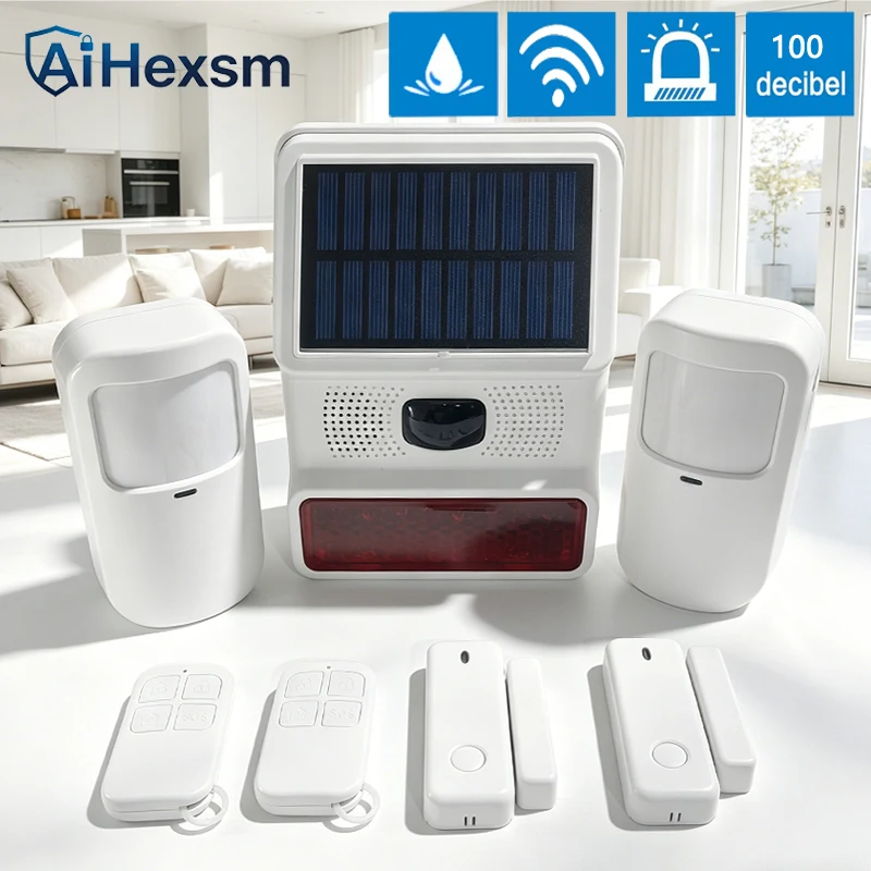 

433MHz Siren Alarm System Wireless Outdoor Solar Waterproof Strobe Siren For Home 100db Burglar Security External Siren