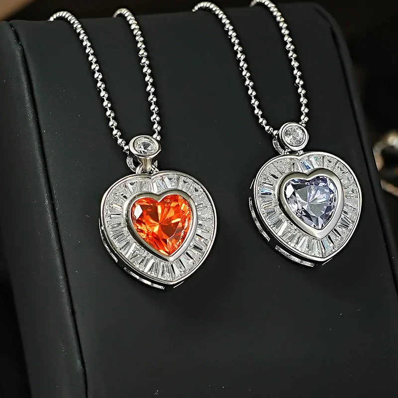 

Новинка, подвеска из серебра 925 пробы с фиолетовым и высокоуглеродистым бриллиантом, уникальный дизайн, подарочное ожерелье