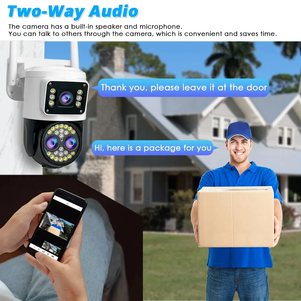 Smart Home WIFI Camera 12MP Three Lens 10x Zoom HD Video Surveillance Cameras Outdoor Security IP Camera Wireless CCTV Yoosee