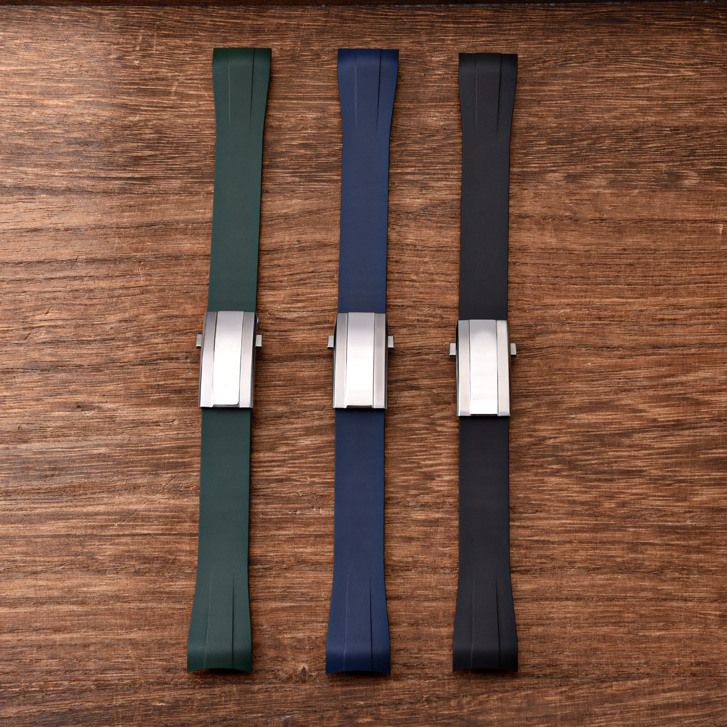 High Quality Curved End CTS FKM Rubber Strap for Rolex Submariner Yacht-Master Daytona GMT 20mm 21mm Cut to Size FKM Watchband