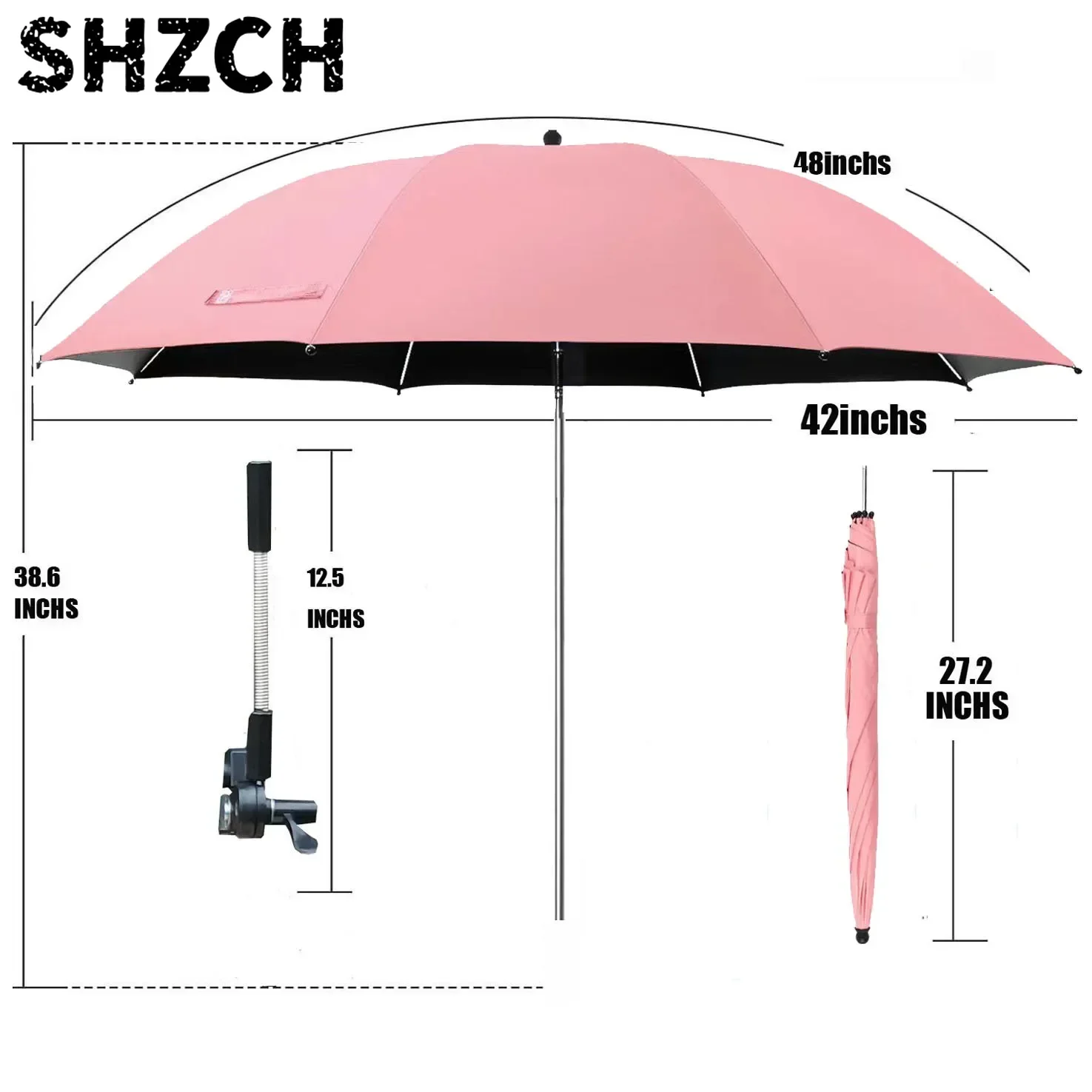 Portable Folding Camping Beach Chair with Removable Parasol Sunscreen Umbrella Fishing Chair Fixture for Outdoor Picnics