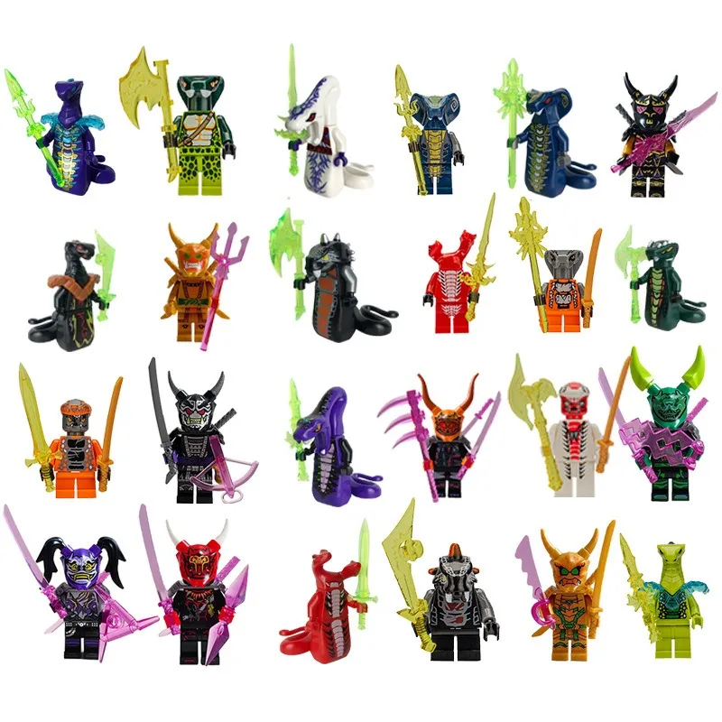 Blocos de construção, brinquedos humanoides ninja dourados, brinquedos educativos montáveis, mini personagens, presentes de aniversário para crianças