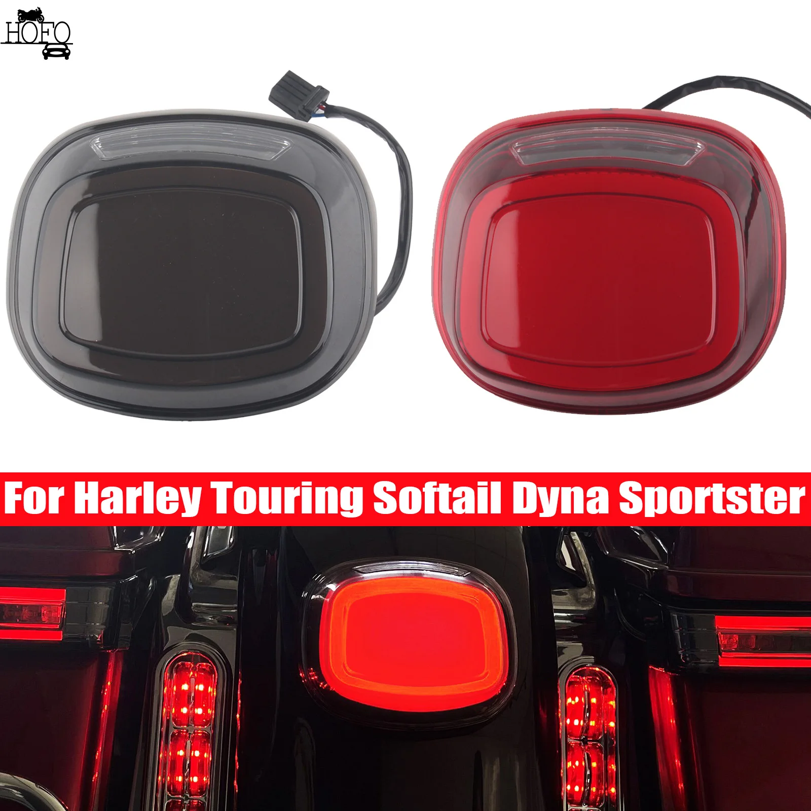 

Motorcycle Rear Tail Light LED Brake Running Red Smoke Lamp Taillight For Harley Touring Softail Dyna Sportster