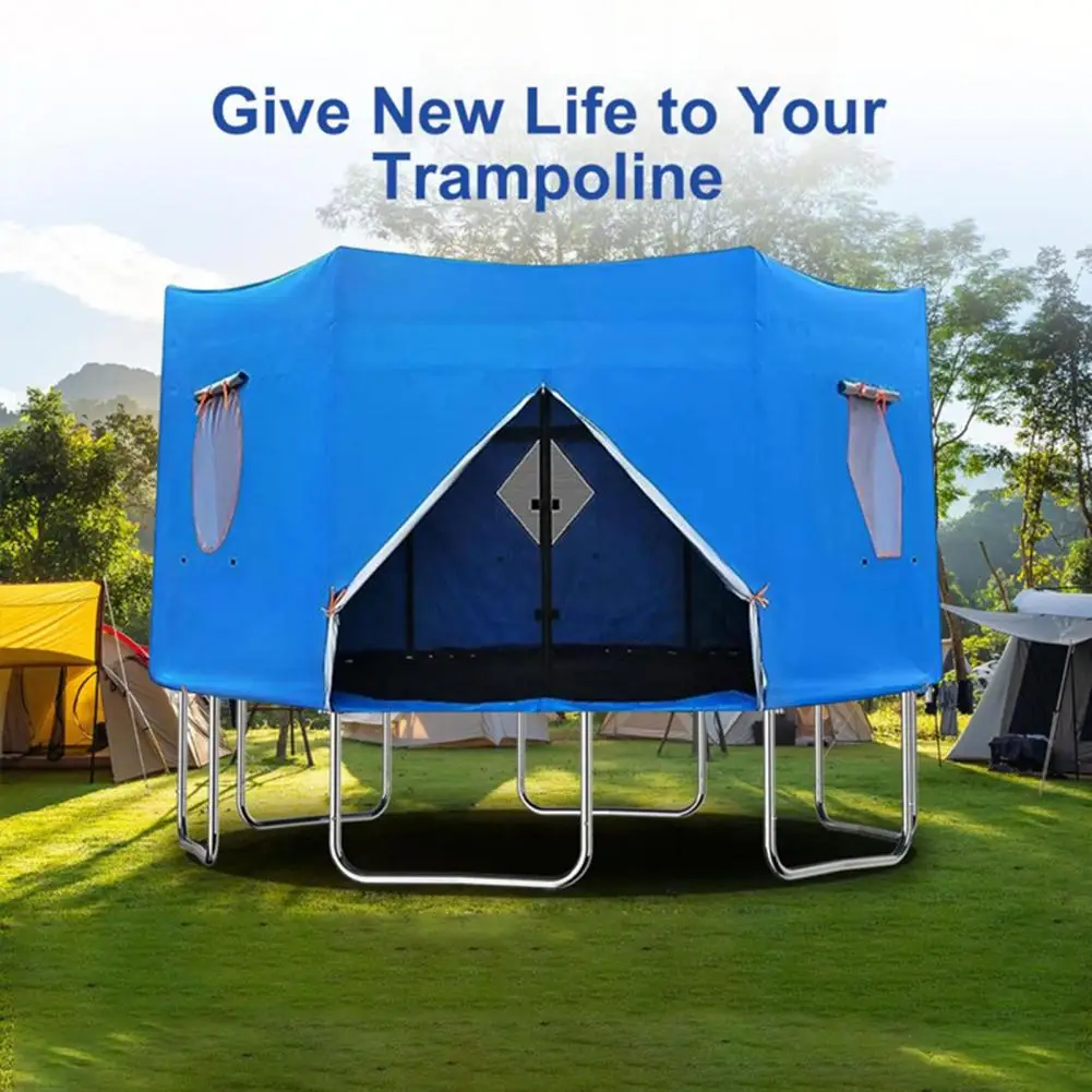 6/8/10FT Trampoline Tent Cover UV Resistant Waterproof 6 Straight Poles Round Trampoline Sunshade Sun Protection Rainproof Cover