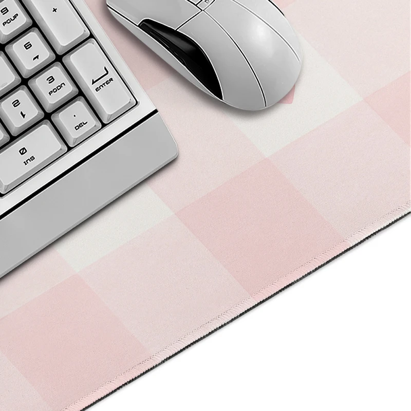 Pink Plaid Mouse Pad Gamer XL New Custom Large Mousepad XXL Mechanical Keyboard Pad Soft Carpet Natural Rubber Laptop Mice Pad