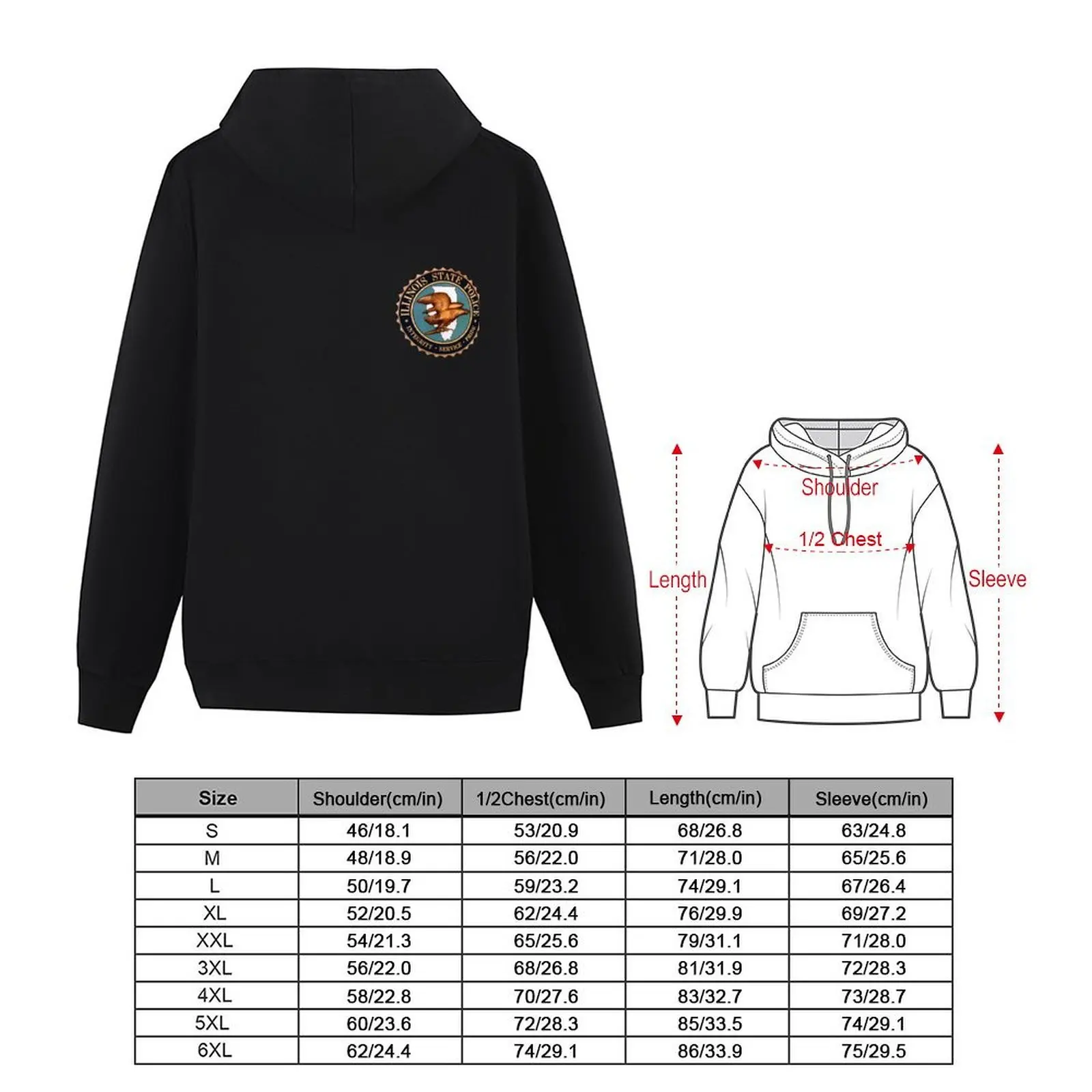 طقم تي شيرت رجالي بقلنسوة من شرطة ولاية إلينوي، ملابس خريفية للرجال، ملابس رياضية على الطراز الياباني