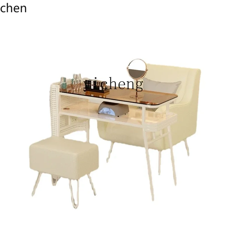 YFY طاولة أظافر بسيطة، مكنسة كهربائية مدمجة لطاولة متجر تجميل الأظافر