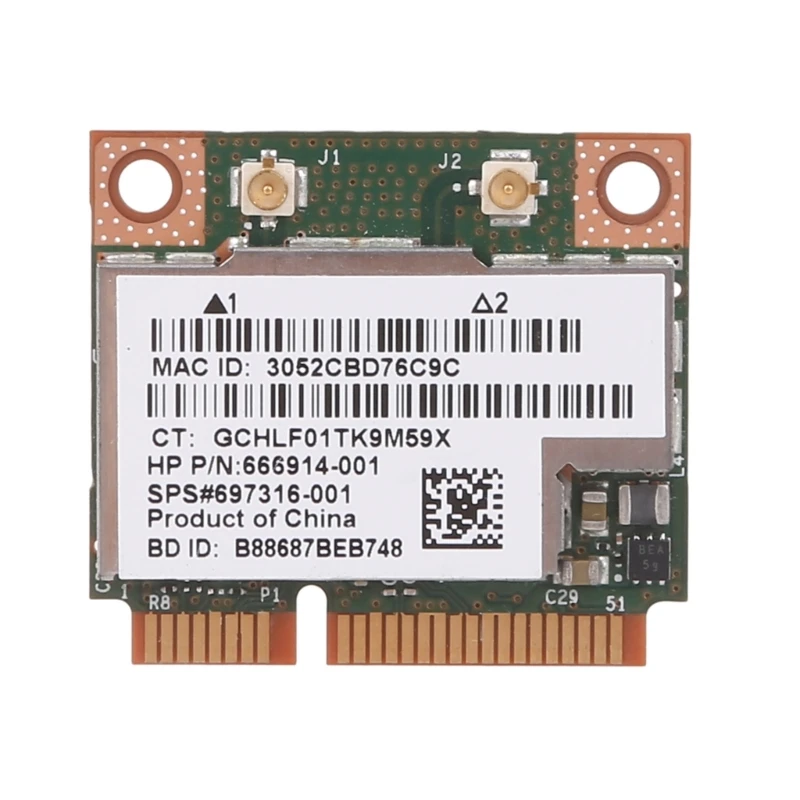 

Dual Band 2.4+5G 300M 802.11A/B/G/N Wifi Bluetooth 4.0 Wireless Half Mini Pci-E Card For HP BCM943228HMB SPS 718451-001