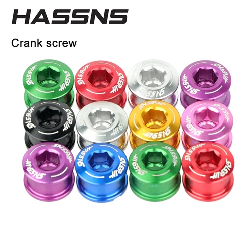 HASSNS pernos de plato 5 uds bielas integradas tornillos de rueda de cadena Mtb manivelas monoplacas placa Dental de bicicleta 6,5mm bicicleta de montaña