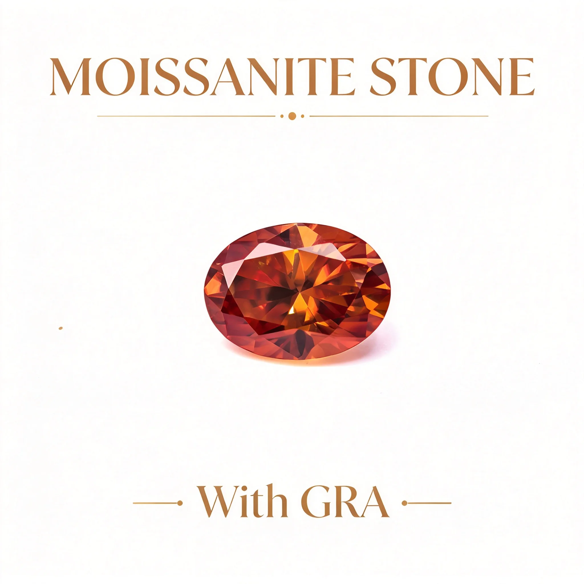 Moissanite Gemstone Orange red Color Oval Cut Lab Synthetic Created Heat Diamond for Diy Jewelry Making with Certificate
