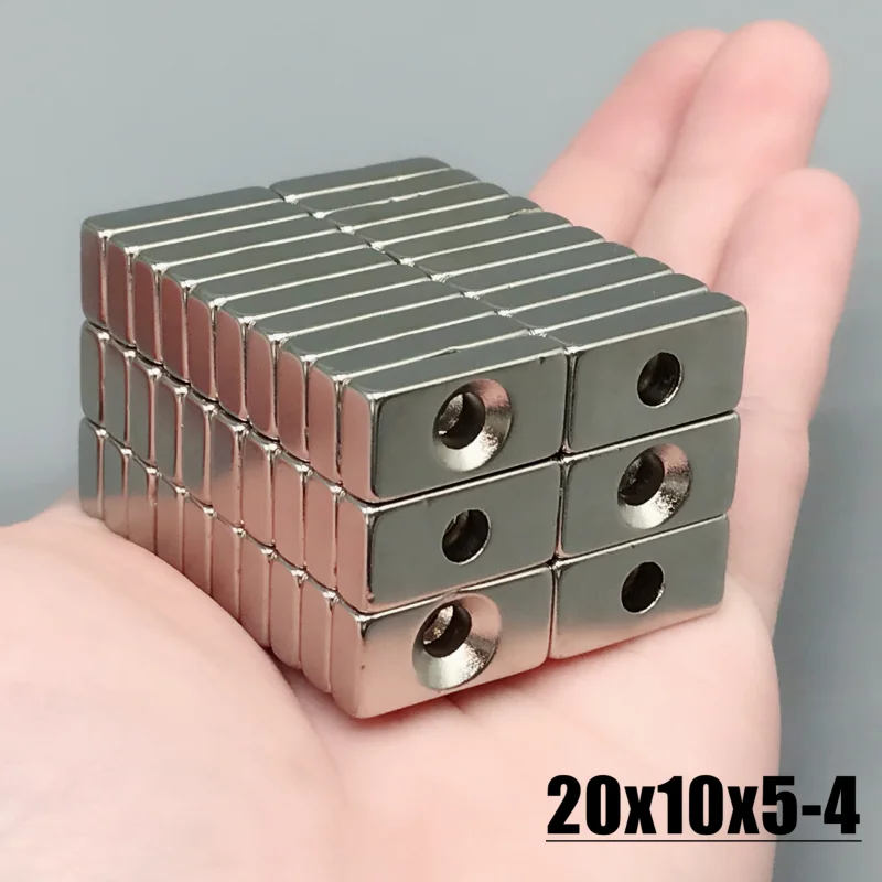 5-100 Buah 20X10X5-4Mm Bahan Neodymium Magnet NdFeB N35 Magnet Blok Kuat 20*10*5 Lubang 4Mm Bahan Magnetik Imanes