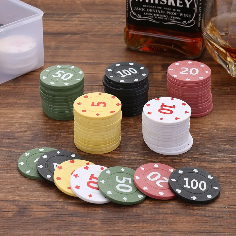 100PCS/set Texas Poker Baccarat Game Accessories Set 20pcs of Each Denomination with Box Packed Home Entertainment Accessories