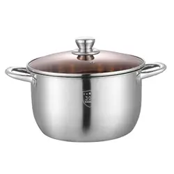 Stainless Steel Stockpot Thick Bottom Suitable for All Stoves Non Stick Soup Pot for Sauce Eggs Warming Milk Soup Vegetables