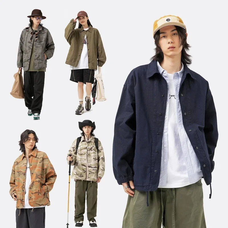 Japanese Streetwear Tooling Jacket Men Fashion Casual Loose Outdoor Camouflage Cargo Coat Cityboy Spirng Autumn Jacket