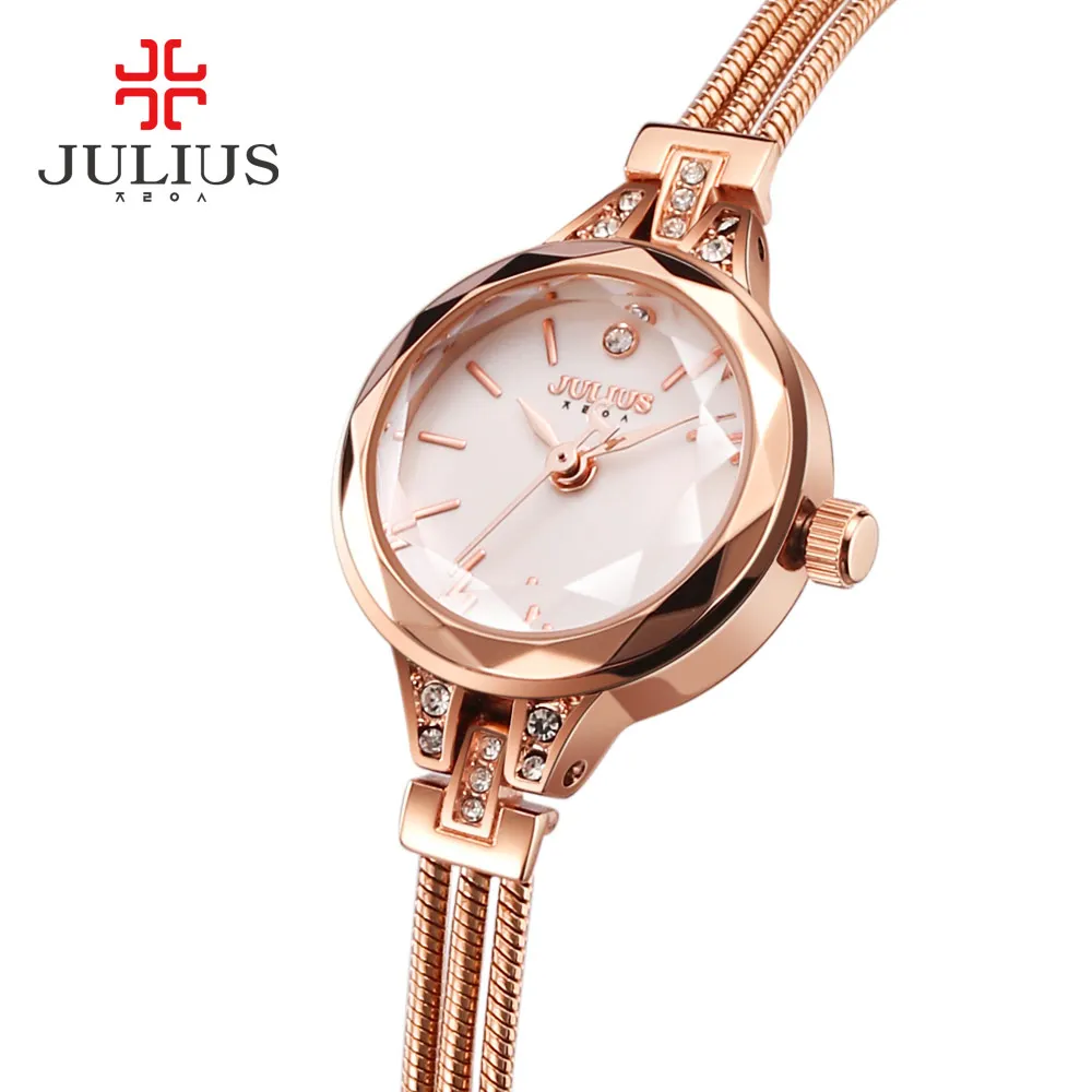 جديد يوليوس JA-918 ماركة ساعات نسائية الذهب سوار نحاسي أصلي ساعة ساعة Montre فام reloj mujer relogio feminino