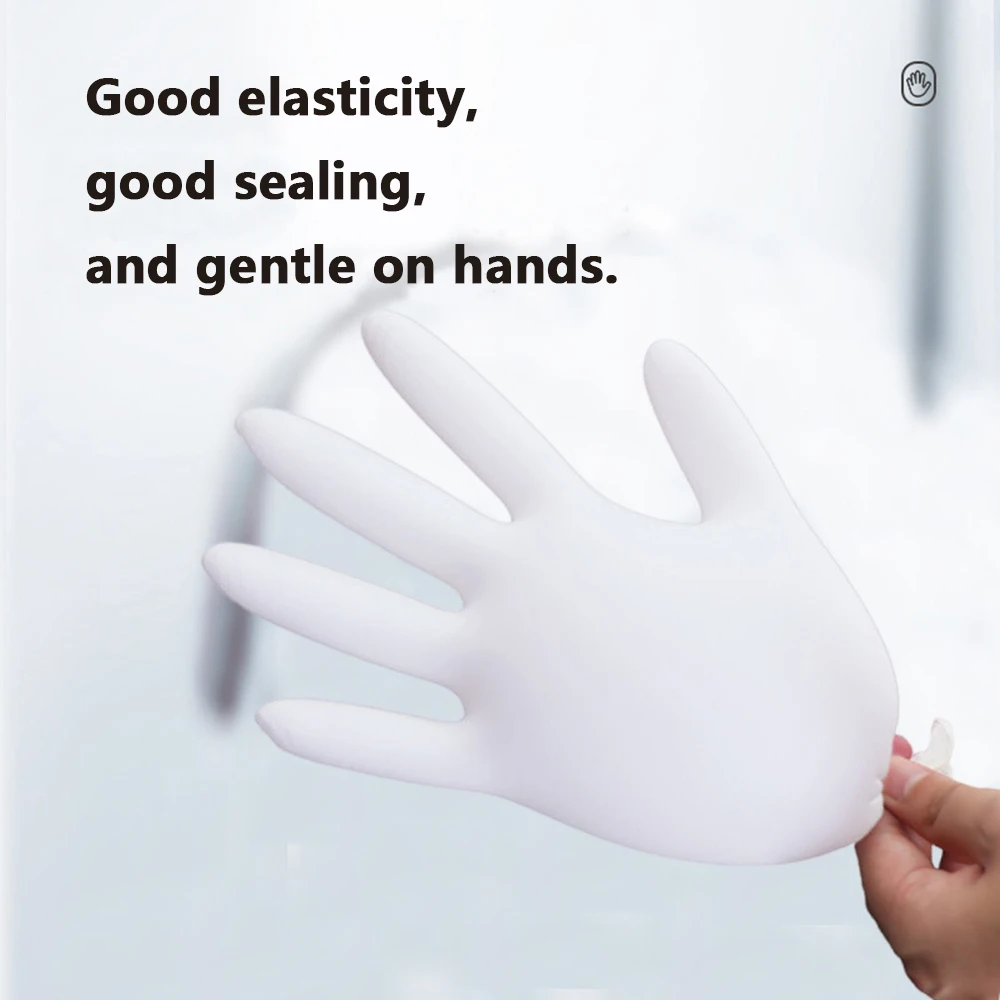 10/30/50/100PCS White Disposable Nitrile Gloves Latex Free for Kitchen Food Processing Home Cleaning Beauty Salon Work Gloves