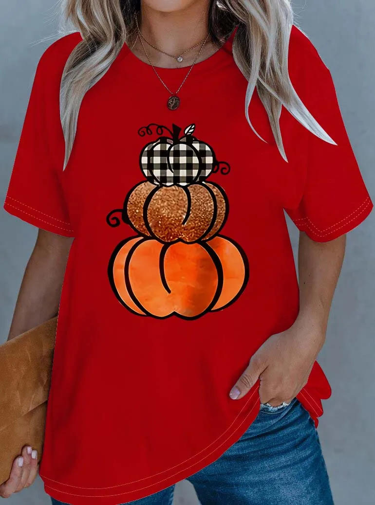 

Элегантный наряд больших размеров с рисунком тыквы в сезонном стиле