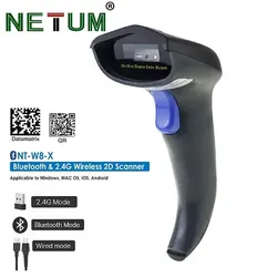 Netum-scanner para códigos de barras, sem fio, bluetooth, 2d, qr, w6, 2.4g, leitor de código de barras, tela de computador para pagamento móvel