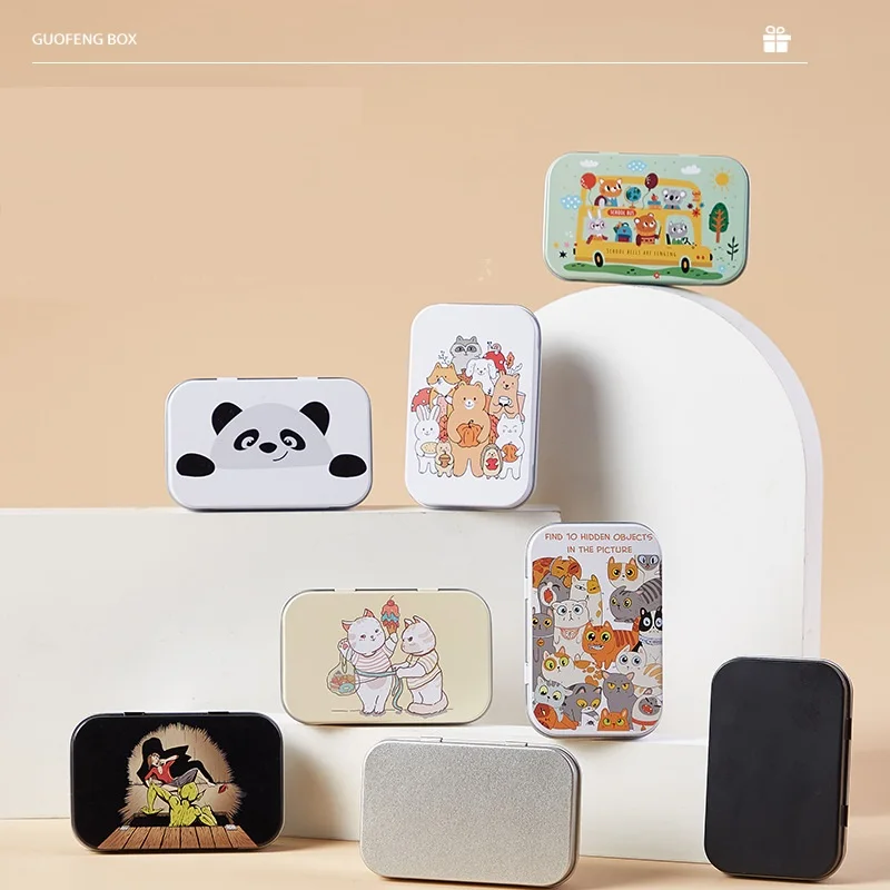 

Small Desktop Metal Storage Box Cute Cartoon Jewelry Case Creative Card Hairpin Organizer Container Portable Packing Gift Boxes