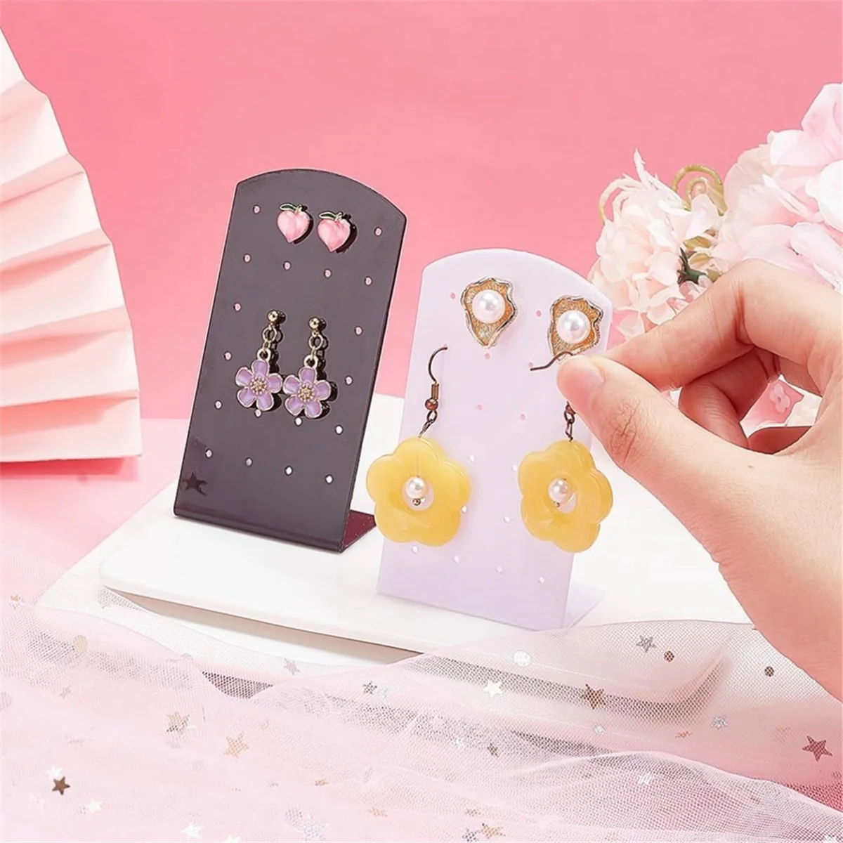 

10 Packs 24 Holes Earring Holder Acrylic Ear Stud Earring Display Rack Organizer Stand L-Shape Earrings Ear Studs Rack