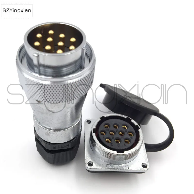 WS28 Series Square Panel Mount Electrical Connector 5 7 10 12 16 17 20 24 26 Pin Outdoor Industrial Power Female Socket Male Plu