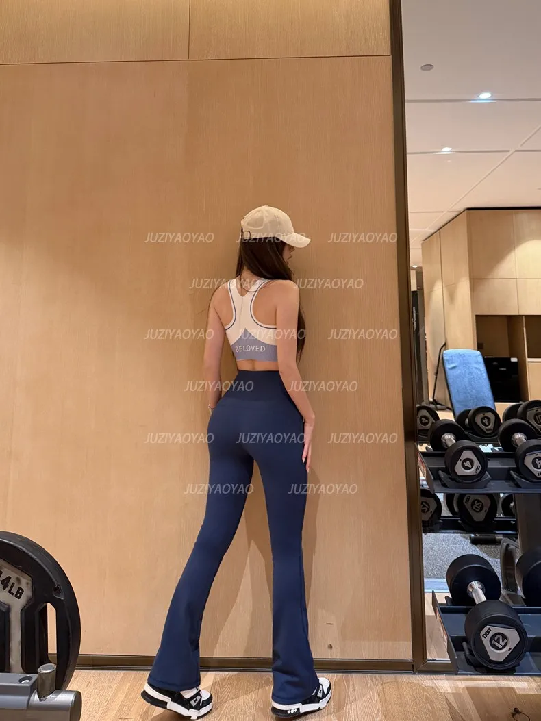 Neue Damen-Schlaghose mit hoher Taille, hoher Elastizität, Bauchkontrolle, Hüftstraffung, atmungsaktiv, für Laufen, Fitness und Freizeit. – Detail 8