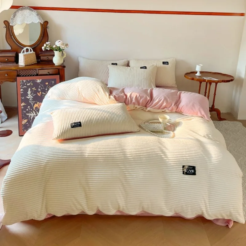 

Thick Winter Solid Color Velvet Duvet Cover Warmth Comforter Cover Double Soft Quilt Cover Twin Queen King Bedding Set 150x200cm