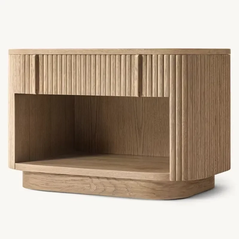 Modern Style Mulholland Open Nightstand Smart Multi-functional Solid Wood Bedside Cabinet for Apartment Bedroom Furniture