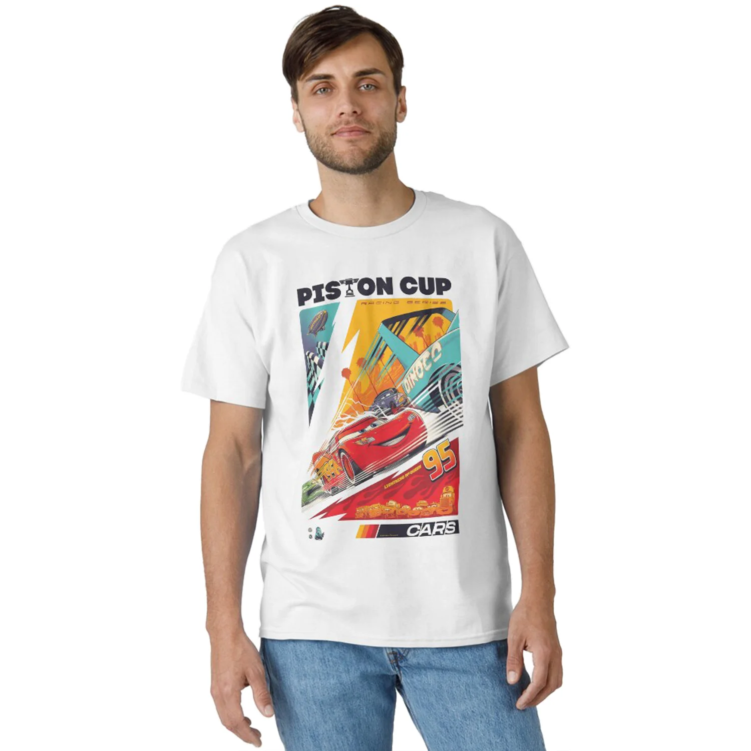

Disney Car Pixar Piston Cup Classic T-Shirt Summer Loose Outfit Hot Sale Faddish Casual T-shirt Adults And Children Dressed